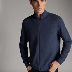 ZIP-UP COTTON CASHMERE CARDIGAN